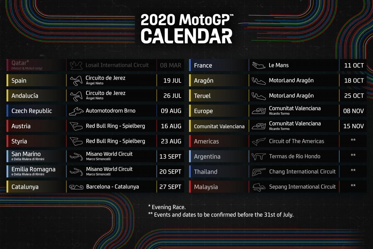 2020 MotoGP Calendar 
